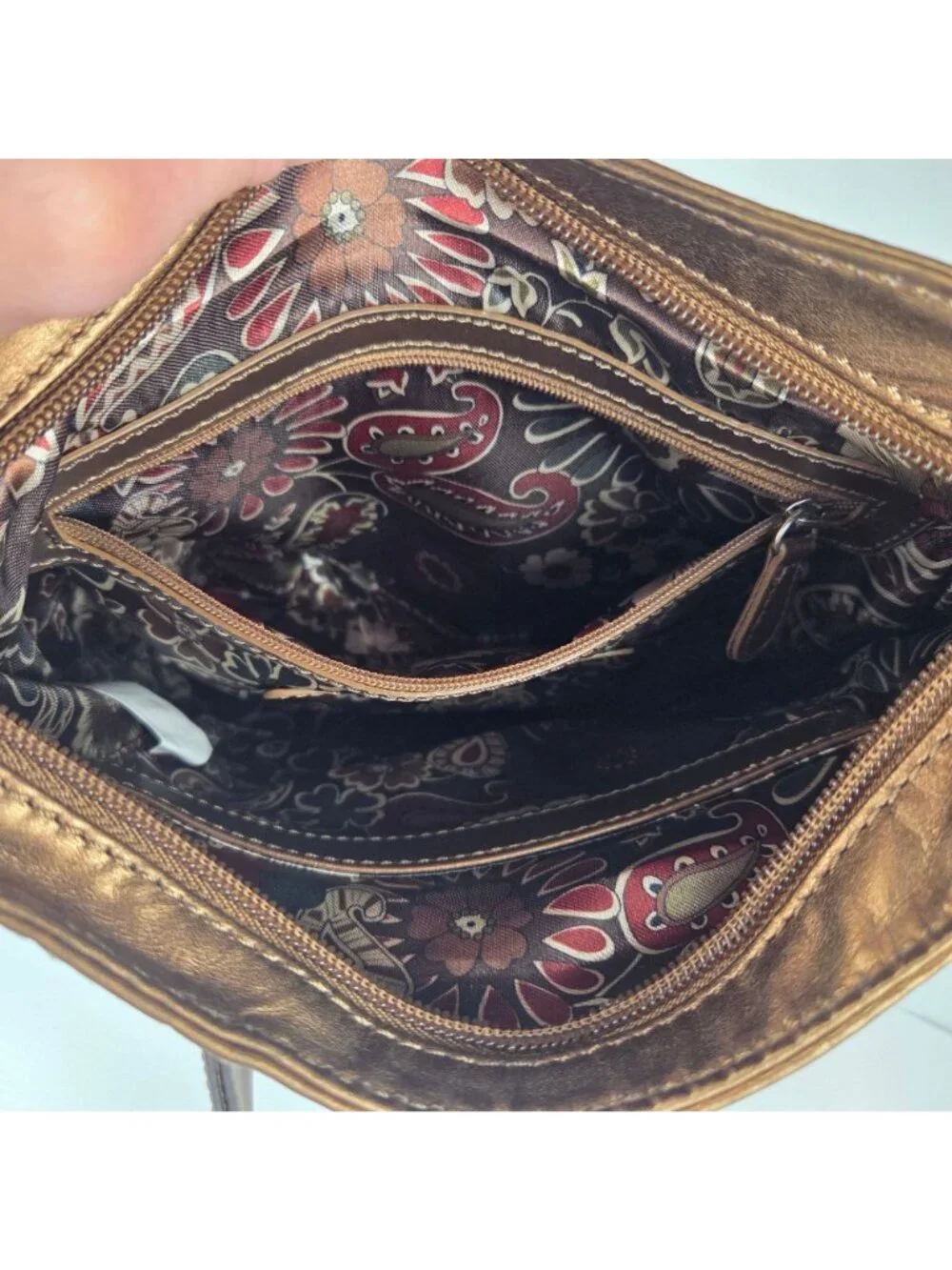 Tignanello Genuine Leather Crossbody Bag Bronze 10